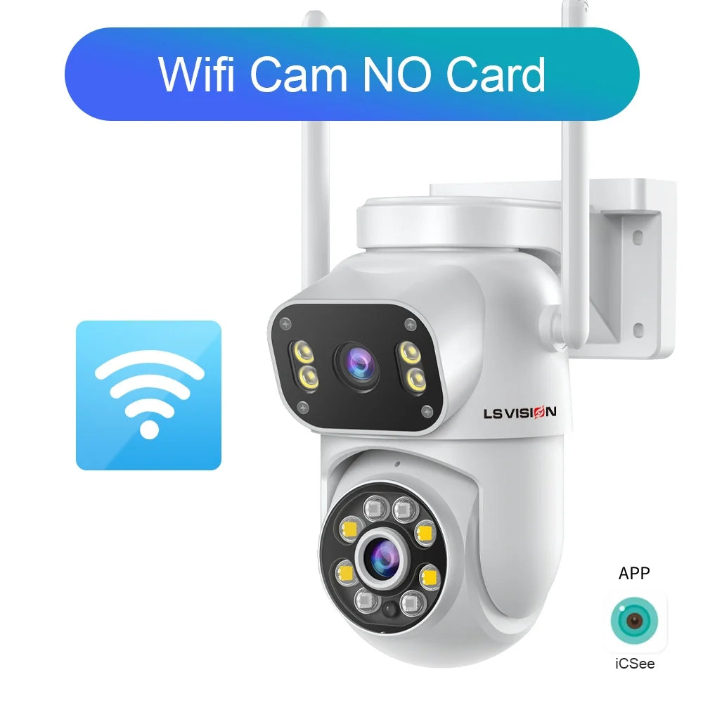LS VISION Dual-Screen 4G/Wifi Outdoor Solar Camera Security 4K PIR Human Tracking CCTV Surveillance Camera V380 Pro Waterproof