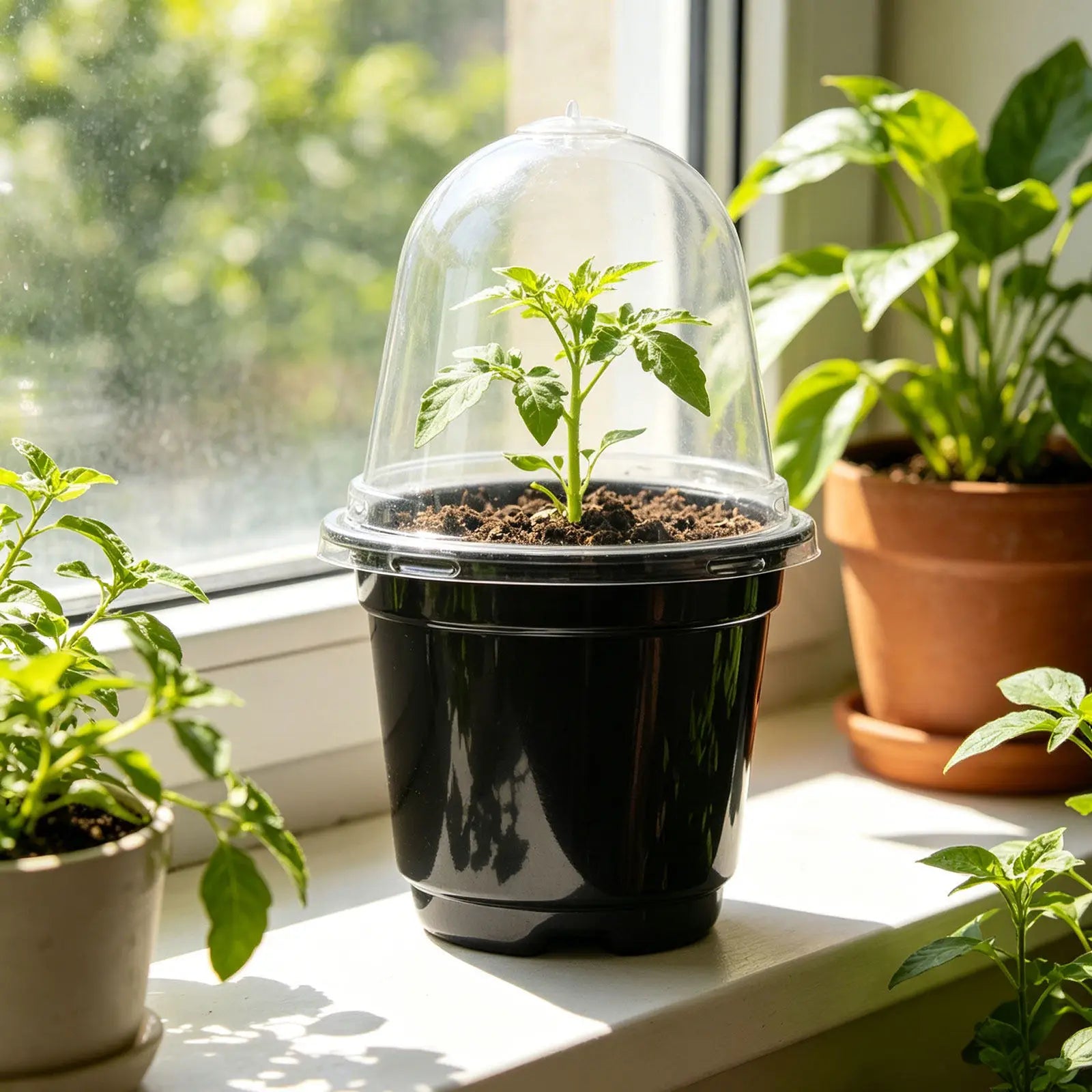 10pcs Seed Raising Cups Plastic Plant Nursery Pots With Clear Lid Germination Nursery Containers for Indoor Gardening Greenhouse