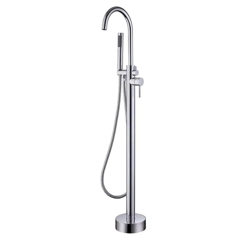 【Local Stock】Floor Free Standing Bathtub Faucet Mixer Single Handle Hot Cold Water Mixer Rotation with Handshower Bathtub Shower