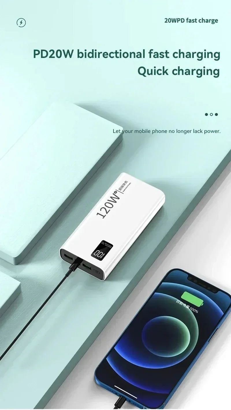120W Fast Charging Power Bank 200000mAh | High Capacity Travel Battery Tidesmit