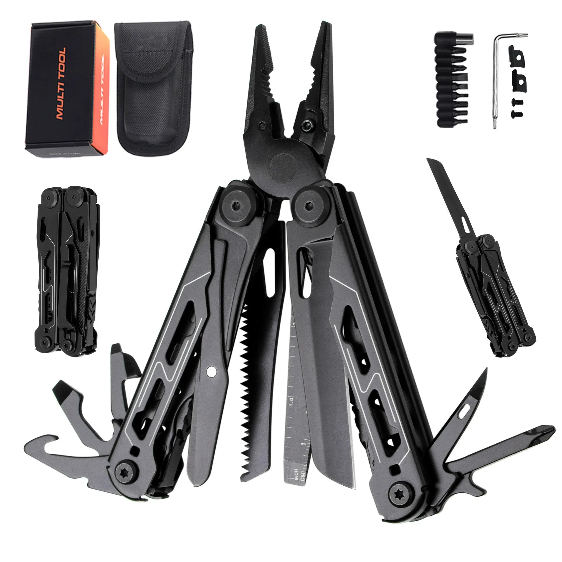 17 In 1 Mini Foldable Plier Multi Tool Folding EDC Multitool Screwdriver Pliers File Ruler Outdoor Hand Tool Sets