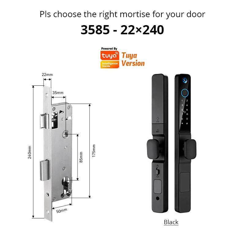 Smart Lock with Camera Door Viewer Waterproof IP66 Tuya WiFi Fingerprint Password Sliding RFID Card Sliding Electronic Door Lock