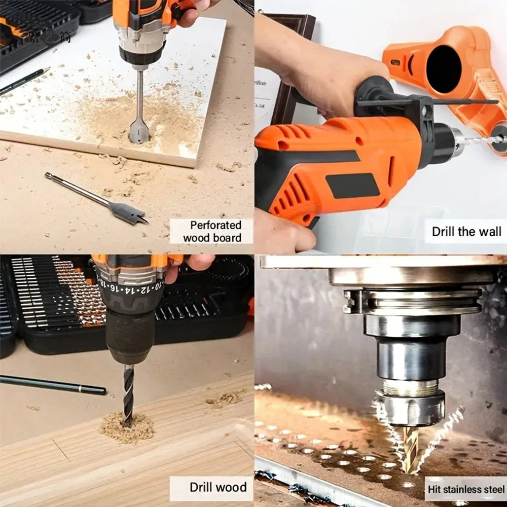 Podofo 246Pcs Complete Drill Bit Combination Set HSS Titanium Twist Wood Masonry Drill Screwdriver Bits with Storage Case