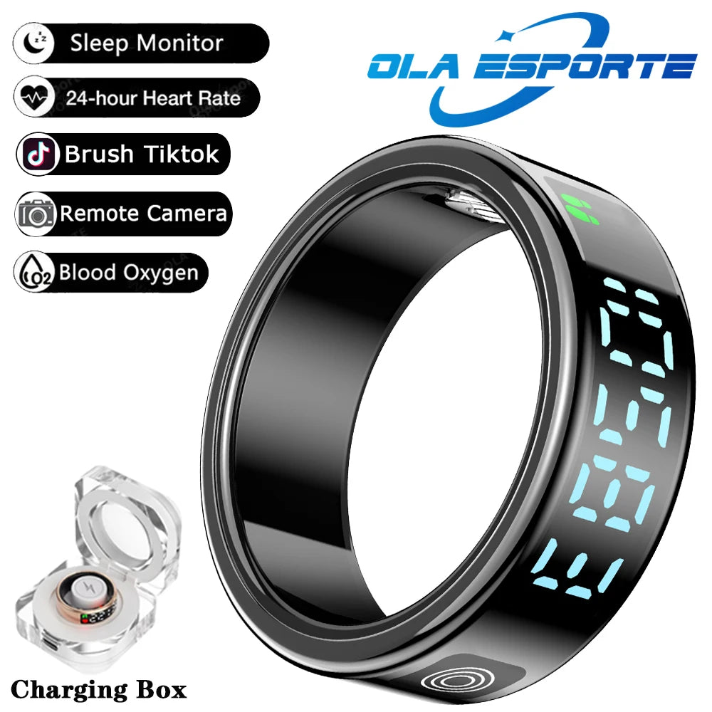 Smart Health Ring with Biometric Heart Rate and Blood Oxygen Tracking Case-Black Tidesmit