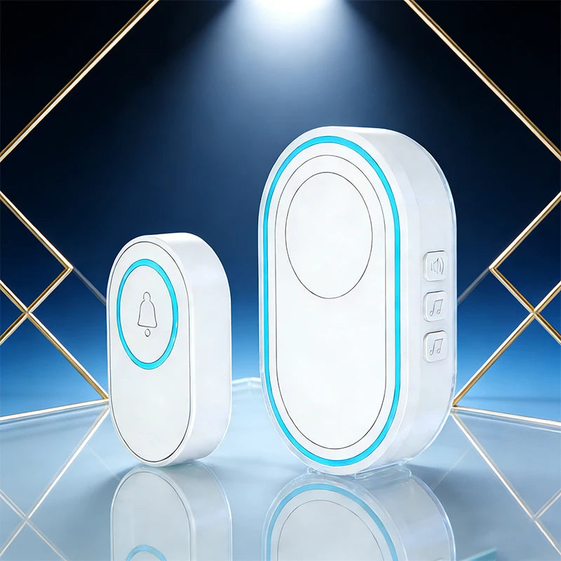 Wireless White Doorbell Waterproof Welcome Chime Home Door Bell Intelligent 39 Songs Smart Alarm With Battery For Store Hotel