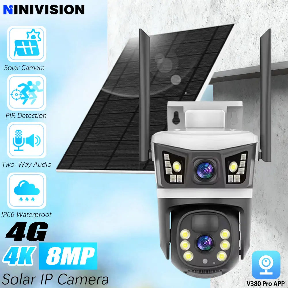 5MP EseeCloud Wireless Solar Outdoor Wireless PTZ Camera Built-in Battery 365 Days Standby Surveillance Camera With Solar Panel