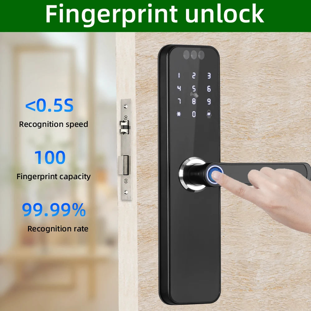 CDOK K12 Tuya WiFi smart door lock, remote unlocking, with cat-eye camera and face unlocking