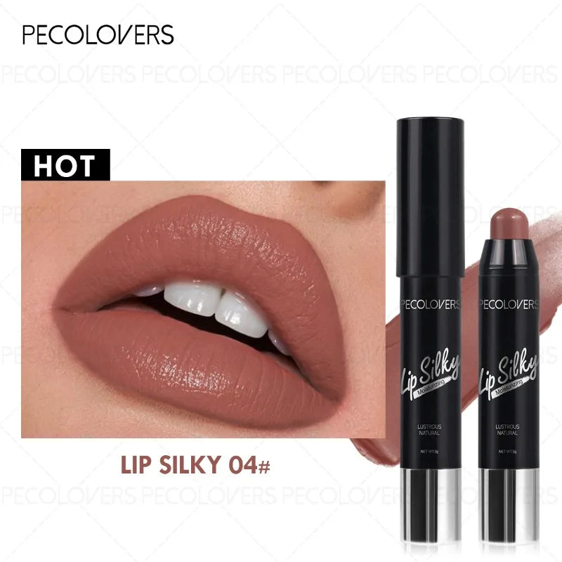 Pecolovers moisturizing lipstick pen in a silky nude-brown shade for defined, hydrated, and long-lasting lip makeup.