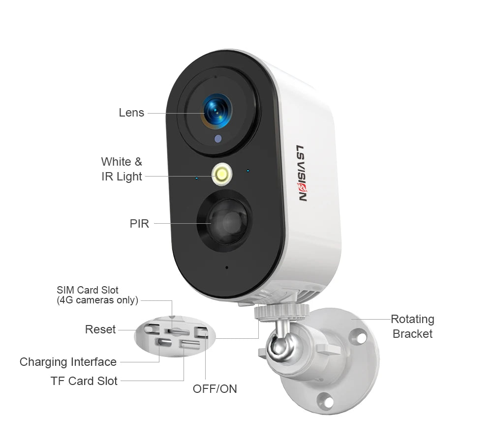 LS VISION 4G Wireless PTZ Battery Camera Smart Home CCTV Outdoor Surveillance Wifi 2K 4MP Motion Detection U-Box