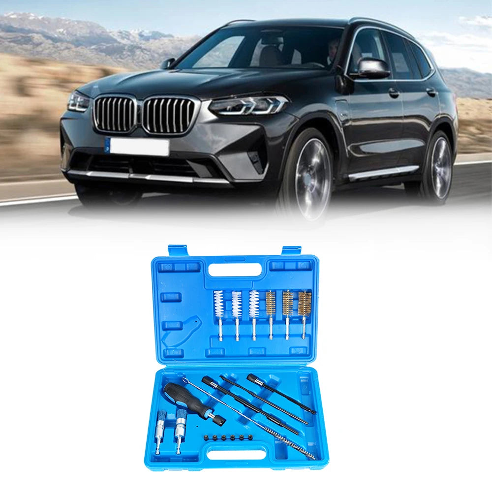Podofo Universal Diesel Injector Seat Port Cleaning Tool Kit 19Pcs Decarbonising Fuel Nozzle Repair Tool Set