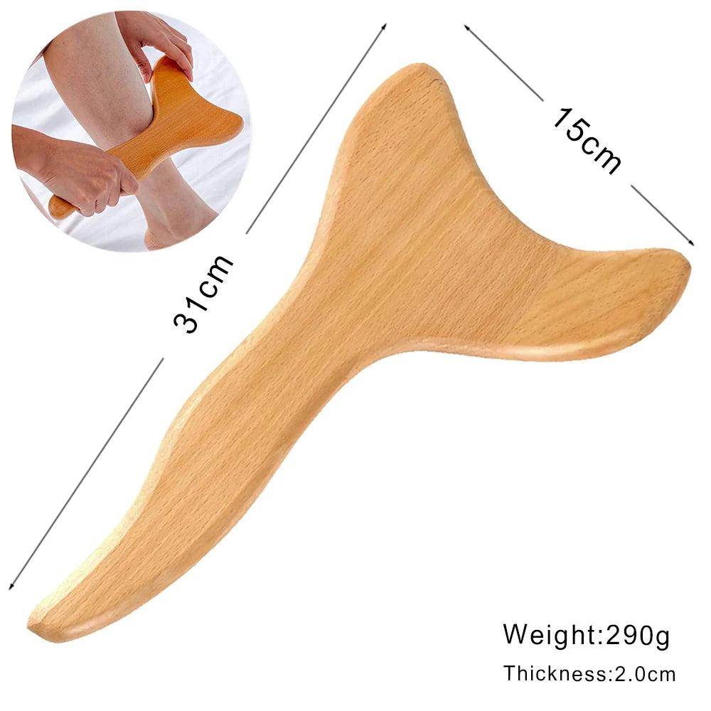 Wooden Lymphatic Drainage Massager Tool for Targeted Body Contouring Back Massage Instrument Body Gua Sha C Tidesmit