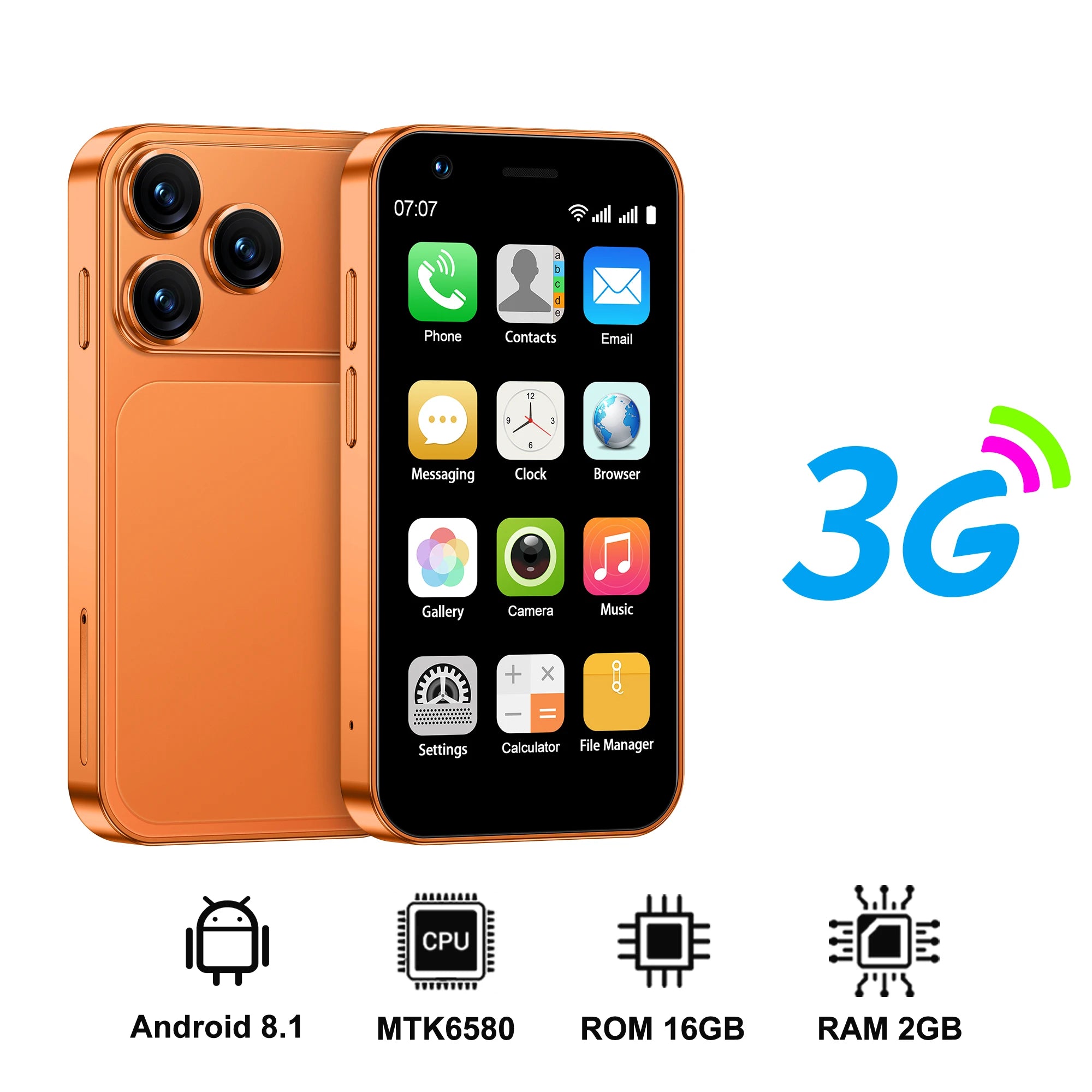 SERVO 18SE mini Smartphone 3.0inch HD Display 3G WCDMA 2GB+16GB GPS Android Small Portable Cellphone Dual SIM Standby Play Store