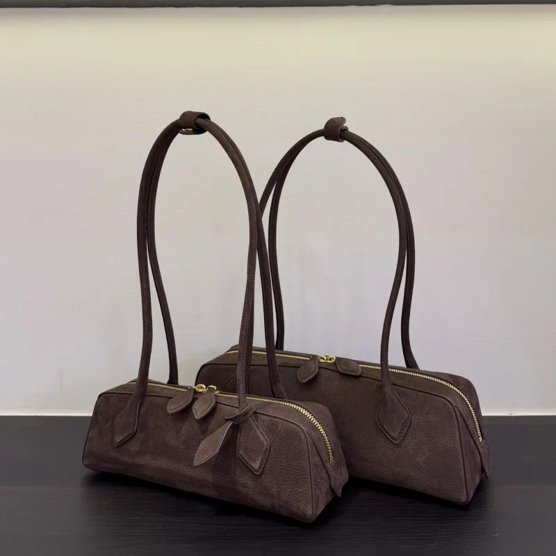 Ladies' luxurious high-quality genuine leather all steel hardware double-sided pull tab sausage handbag