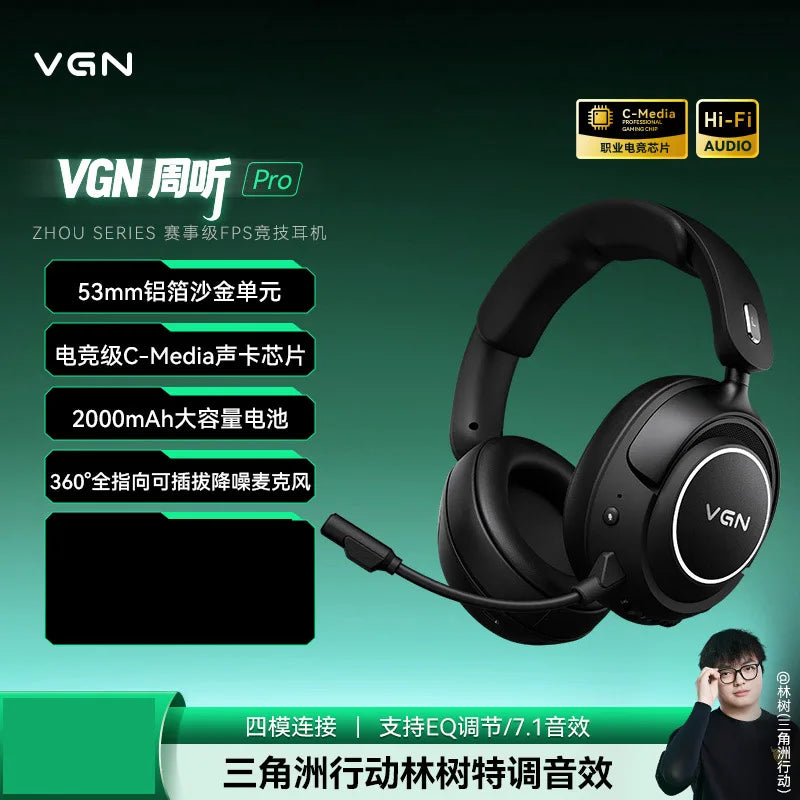 Wireless Gaming Headset with Active Noise Cancellation & Low Latency Pro Black Tidesmit