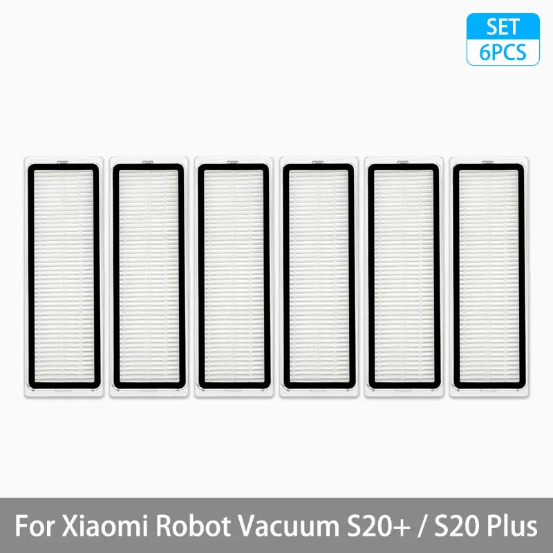Tidesmit replacement parts set for Xiaomi Robot Vacuum S20 Plus including main brush, side brush, filter, and mop.