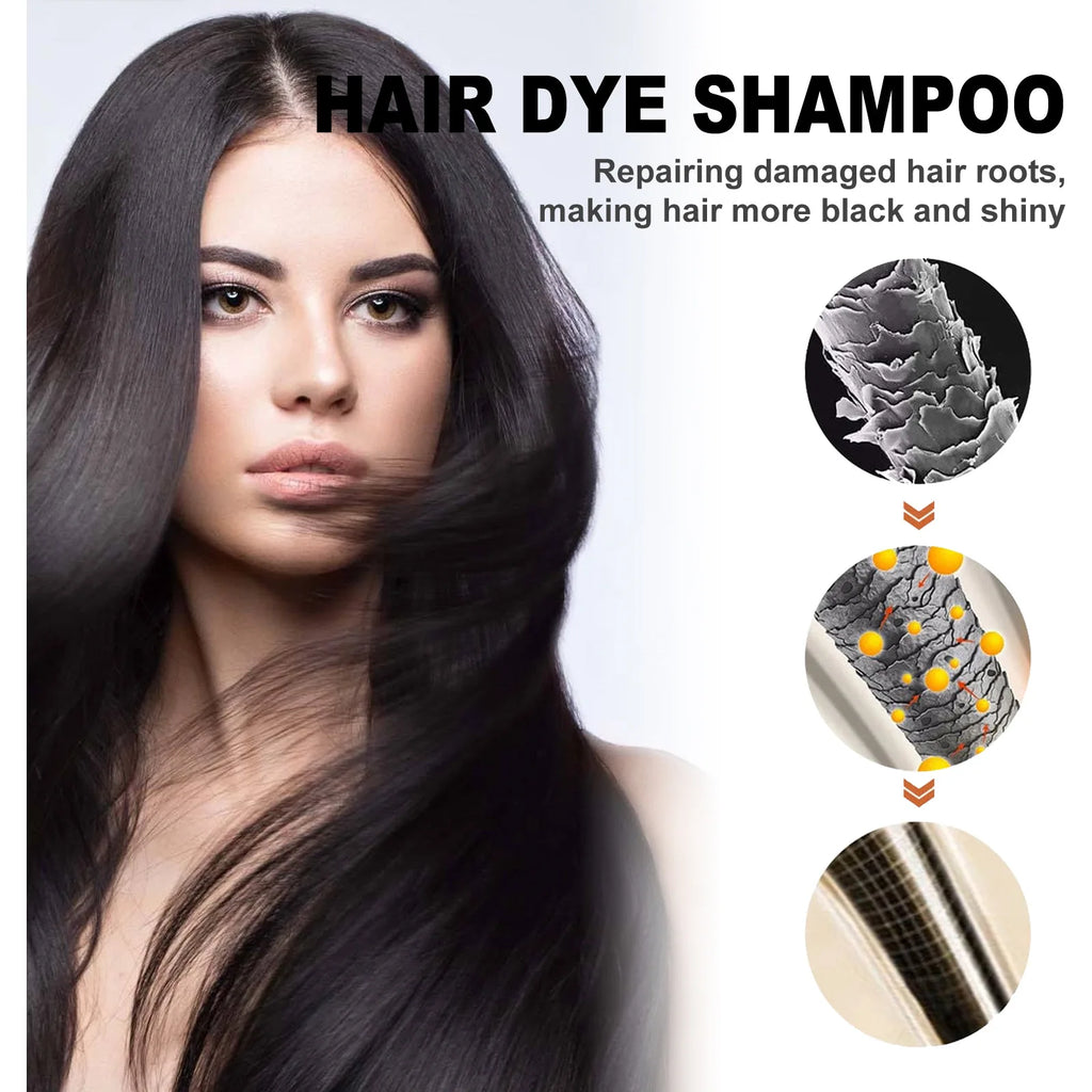 EELHOE White Hair Darkening Shampoo Covers Gray Hair Dye Cleaning Smooth Ginseng 3 in 1 Strengthen Hair Shampoo Color Changing