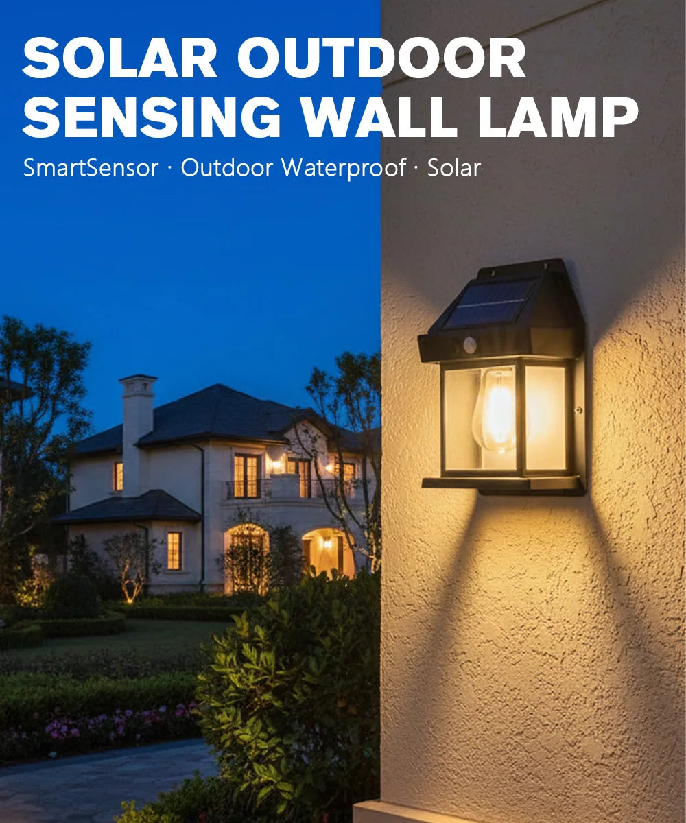 Solar Wall Light Outdoor Waterproof Motion Sensor Lamp Garden Decor Light for Porch Pathway Patio Yard Decorative Lighting