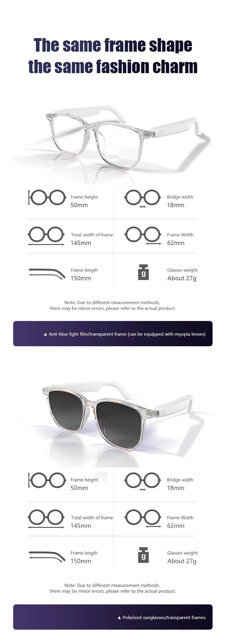Tidesmit Bluetooth Smart Glasses with Polarized UV400 Audio Lenses Tidesmit