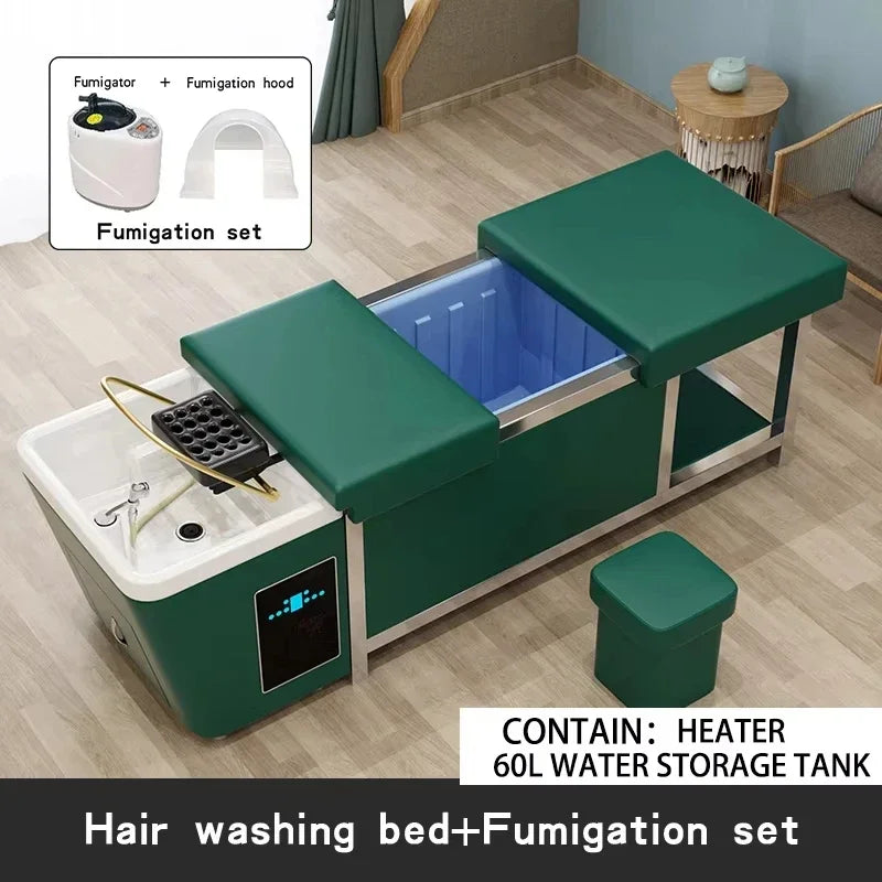 Massage Shampoo Bed with 90L Tank - Professional Salon Spa Station Massage Chairs green China Mainland Tidesmit
