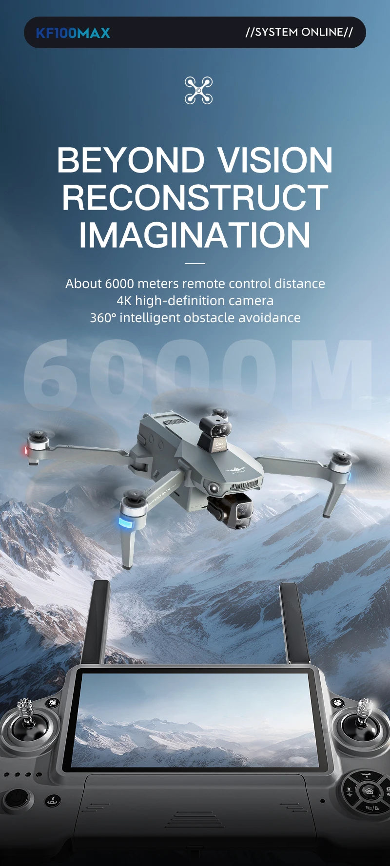 4K GPS Drone with 3-Axis Gimbal & Obstacle Avoidance | KF100 MAX Tidesmit