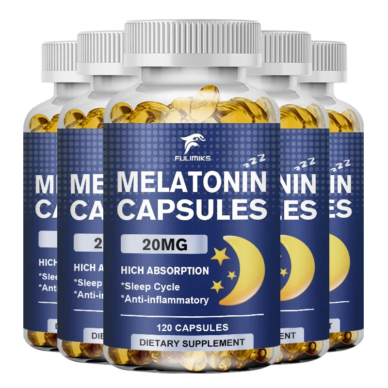 Melatonin 20mg, Sleep Dietary Supplement, 120 Strawberry Flavored Capsules, Contains Melatonin - Healthy Sleep