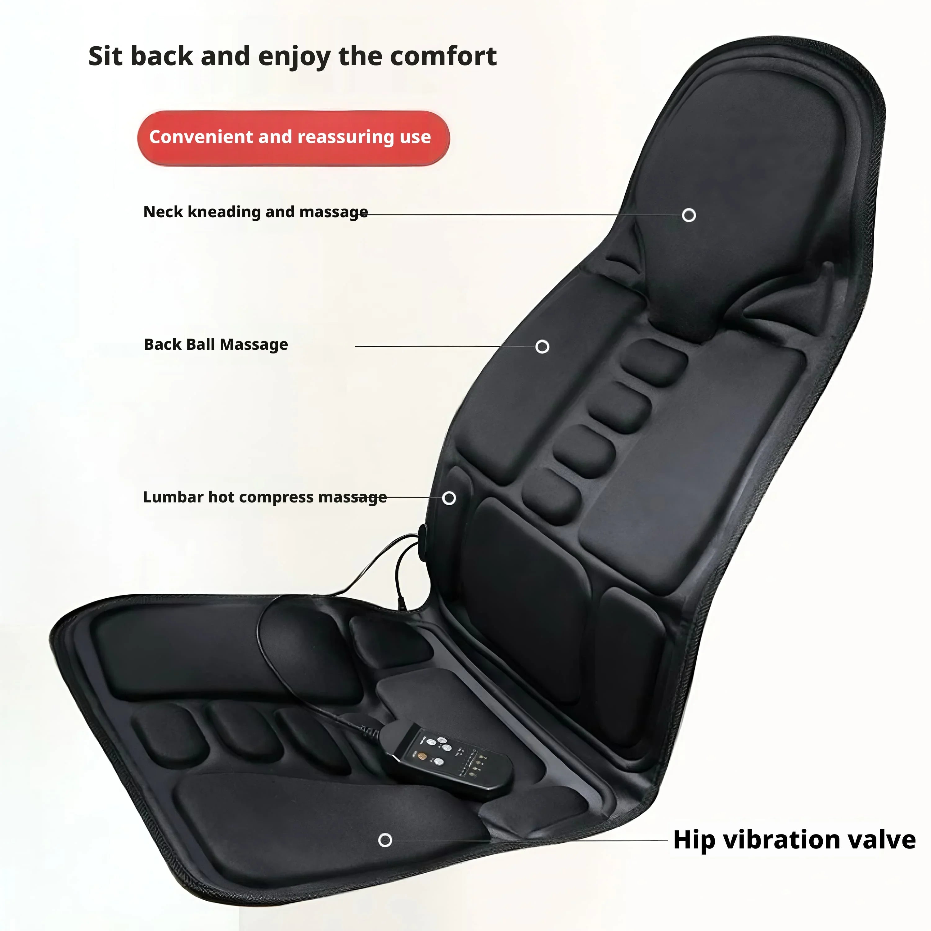 Heated Electric Massage Cushion for Car - Portable Muscle Relief Massage Cushion Tidesmit