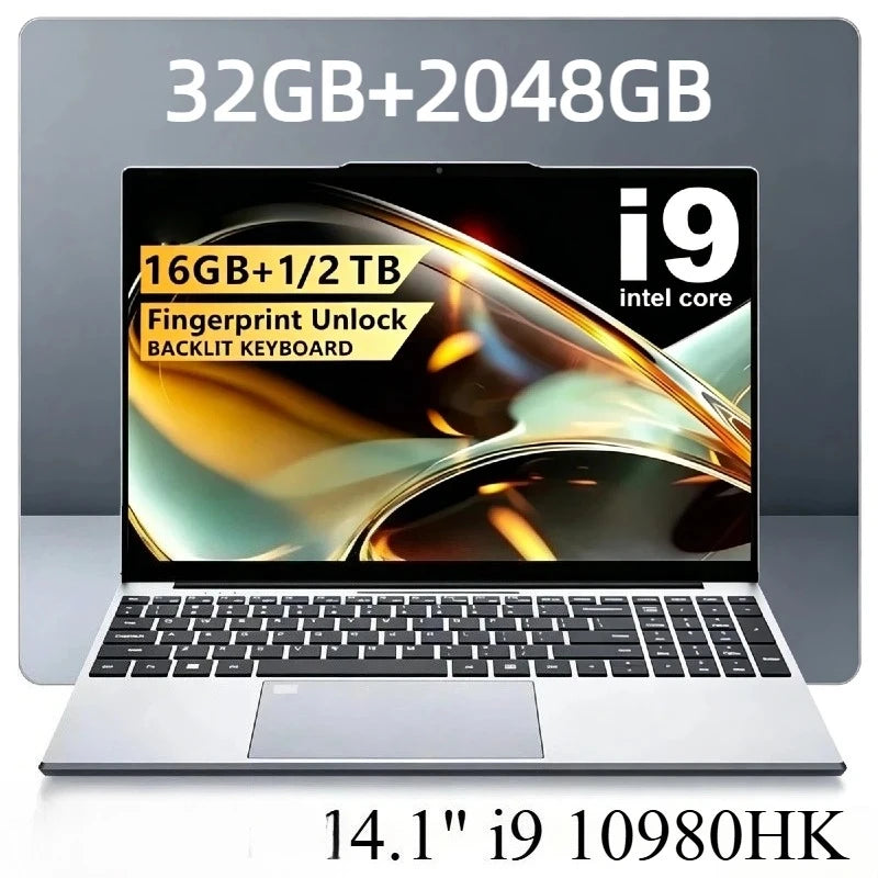 Intel i9-10980HK 14.1 Pro Notebook 8C16T 2.4-5.3GHz 16MB Cache 45W 32GB DDR4 2TB NVMe SSD Gaming Laptop Office Fast