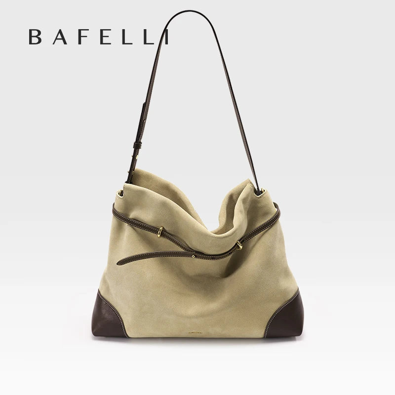 2026 ﻿Genuine Suede Women's Bag Large Capacity Crossbody Underarm Tote for Commuting Multi-functional BAFELLI Hobo Bag