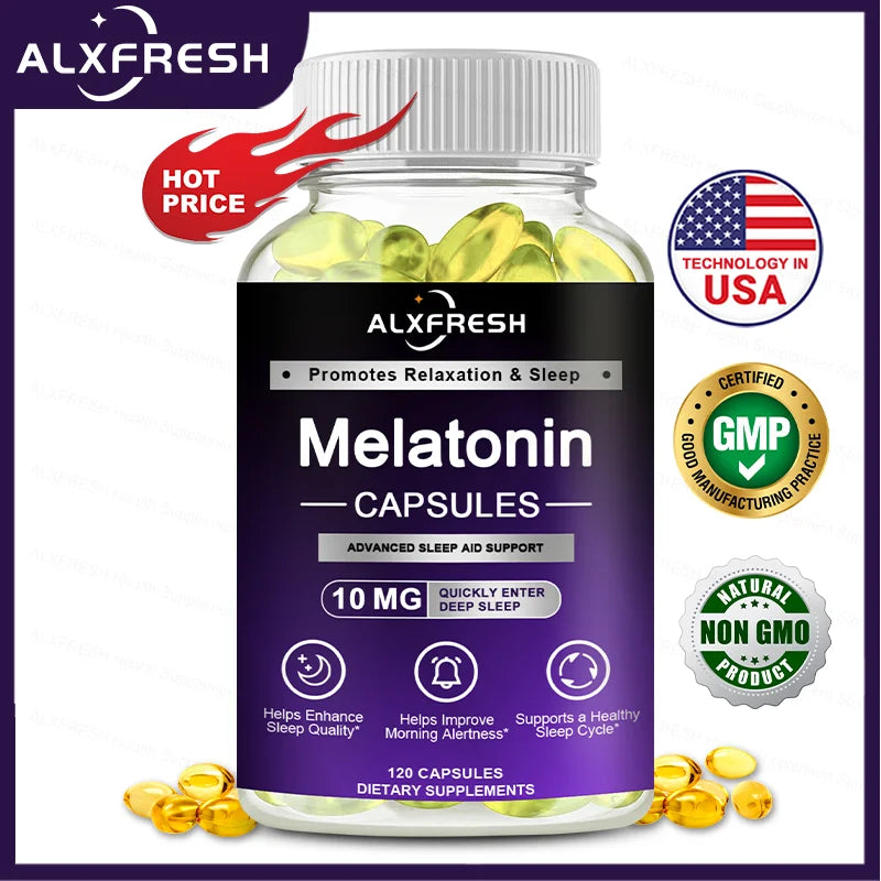 Melatonin 10mg, 100% Non-Toxic Adult Sleep Aid, Help Fall Asleep Faster, Sleep Deep, Enhance Immunity
