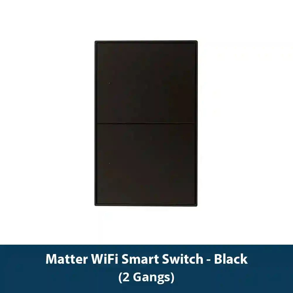 Matter Smart Wall Light Switch WiFi | 1-6 Gang Multi-Room Control Black 2-Gang Tidesmit