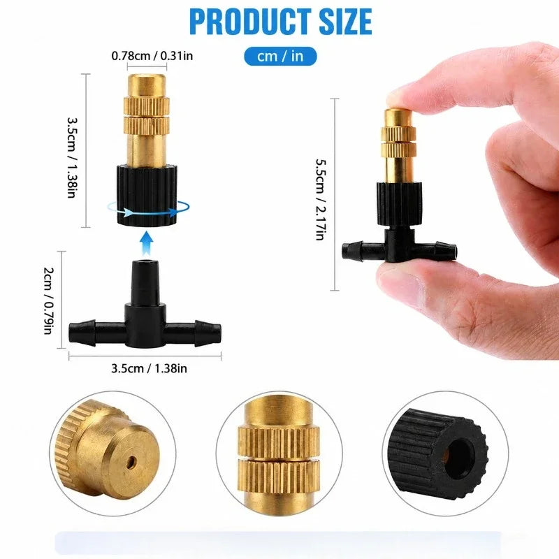 Outdoor Misting Cooling System, Garden Irrigation Watering, 1/4 Inch Atomizer Nozzle, 4/7mm Hose, 10M-30m, for Patio Greenhouse
