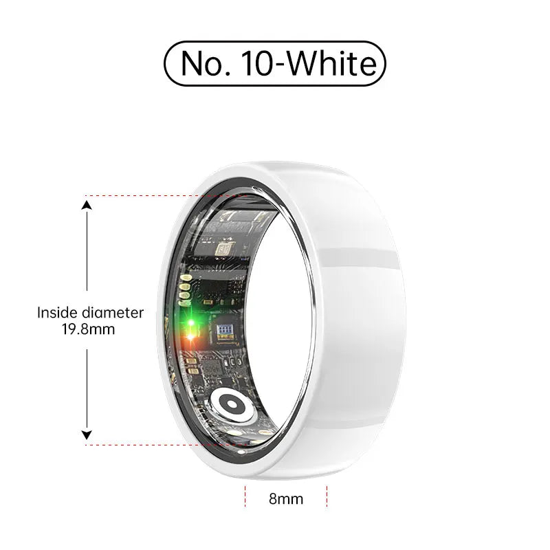 Smart Health Ring – Waterproof Fitness Tracker by Tidesmit Ceramic White No. 10 Tidesmit