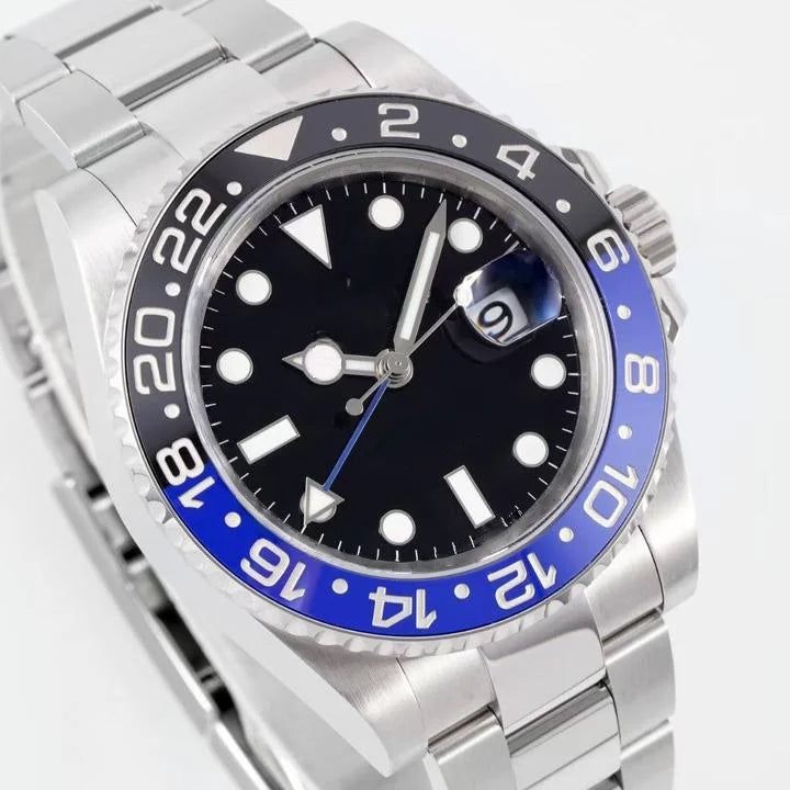 Luxury Men's Mechanical Watches Blue Black Ceramic GMT Stainless Steel Sport Waterproof Mens Watches Luxury Automatic for Men