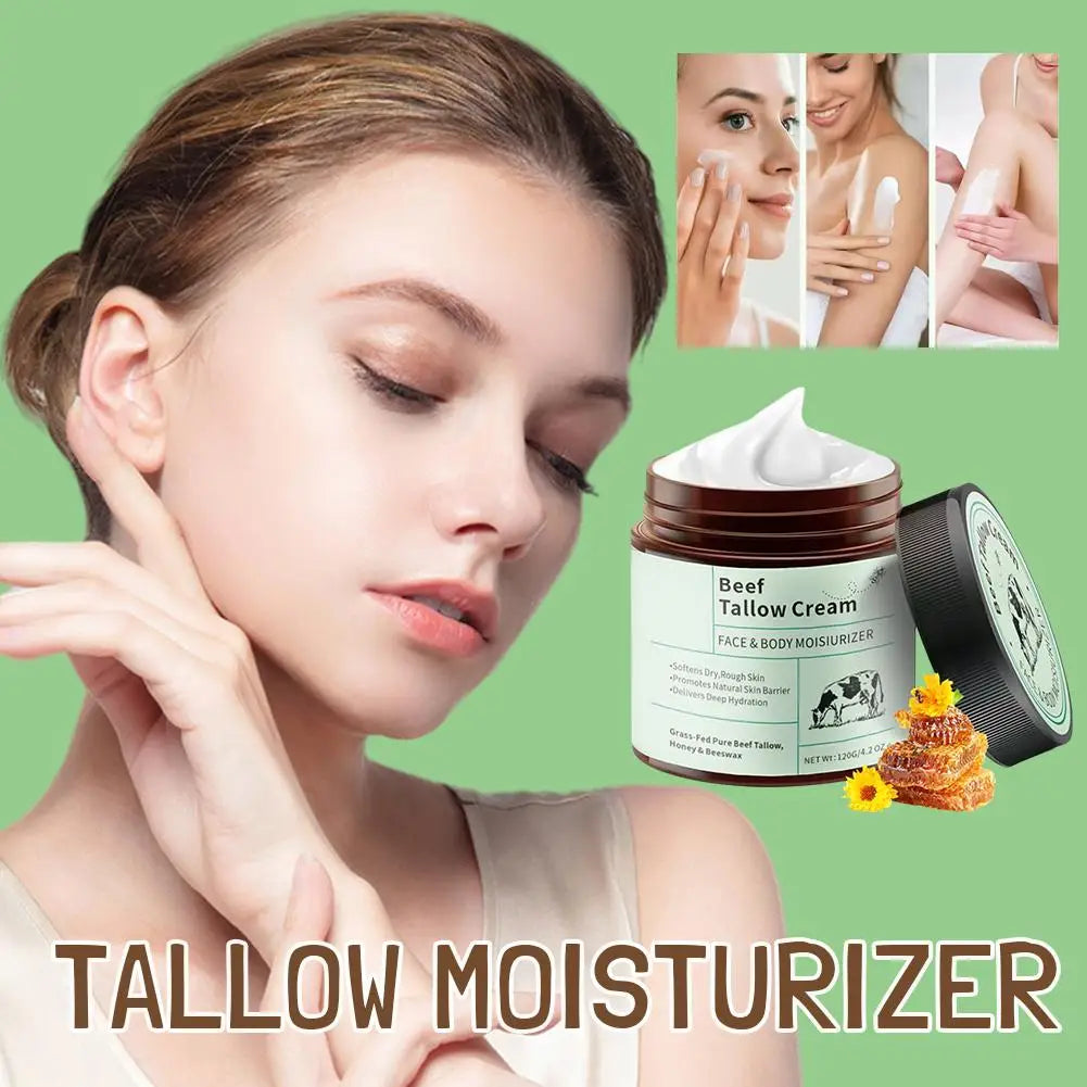 2PCS Beef Tallow Honey Moisturizer Cream Brightening Rejuvenation Nourishing Hydrating Redness Repair Pore Women Cosmetics 120g