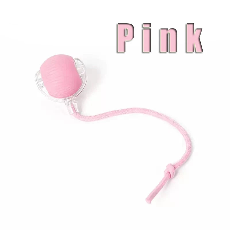 Pink rechargeable smart interactive rolling ball toy for cats and kittens to provide automatic active exercise.