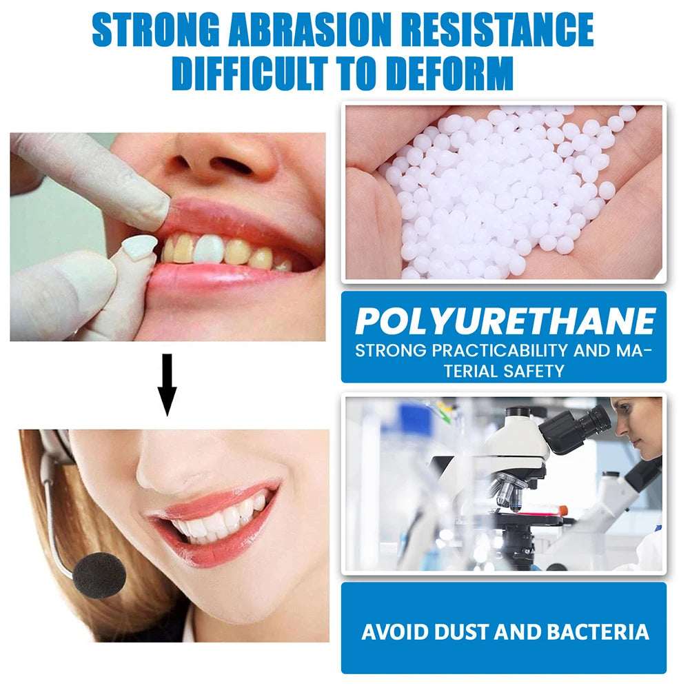 Tidesmit resin false teeth for temporary filling, gum modification, and restorative denture care.