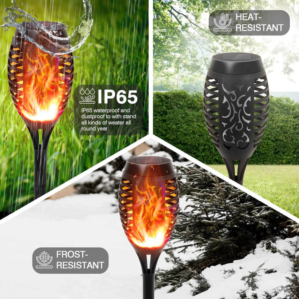 12LED Solar Flame Torch Lights Flickering Waterproof Garden Decoration Outdoor For Lawn Path Yard Patio Floor Lamps