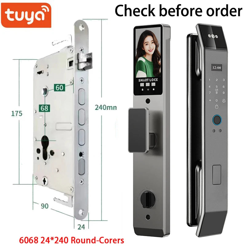 Tuya 3D Face Real-time Intercom Smart Door Lock Biometric Electronic Security Camera Intelligent Fingerprint Password Key Unlock