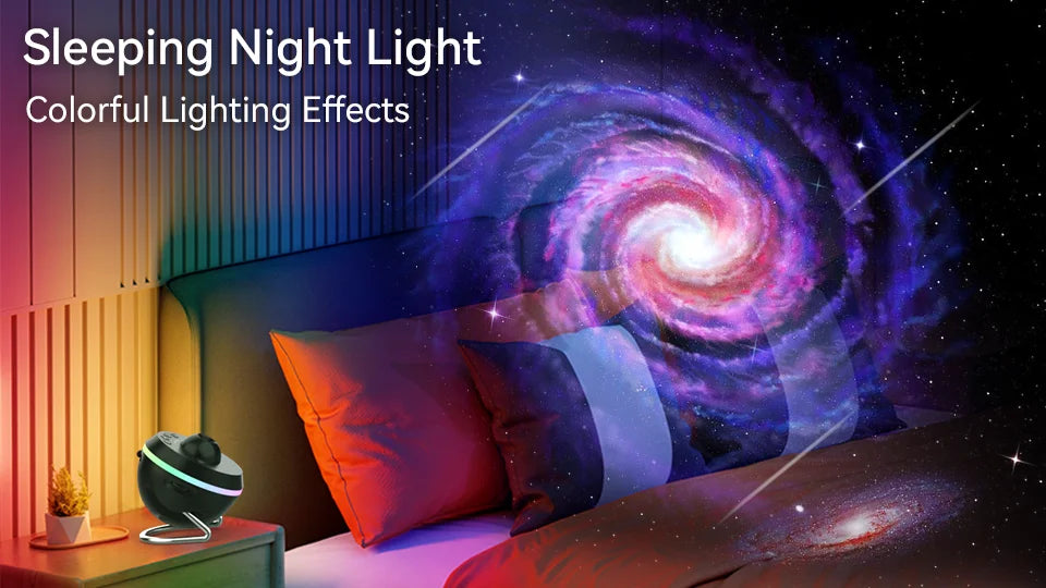 Galaxy Star Projector 12-in-1 Lamp - Rotating Night Light Black Tidesmit