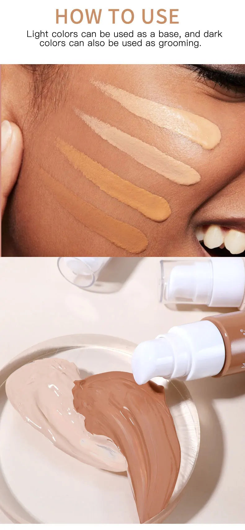 Tidesmit 12 color liquid foundation texture close-up for moisturizing high coverage face makeup with delicate finish