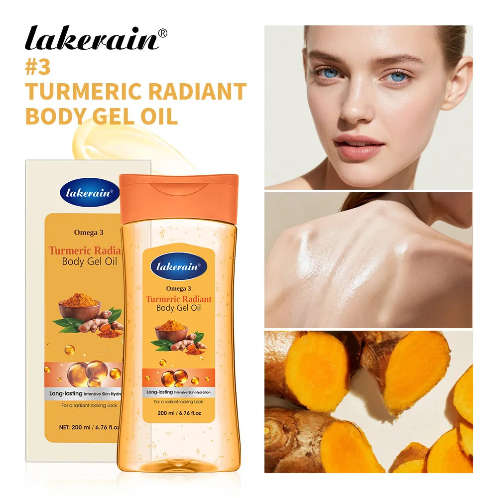 Turmeric Cocoa Glow Body Gel Oil Moisturizing & Smoothing Body Skin Vitamin C Vitamin B3 Body Oil for Dry Skin Care Treatment