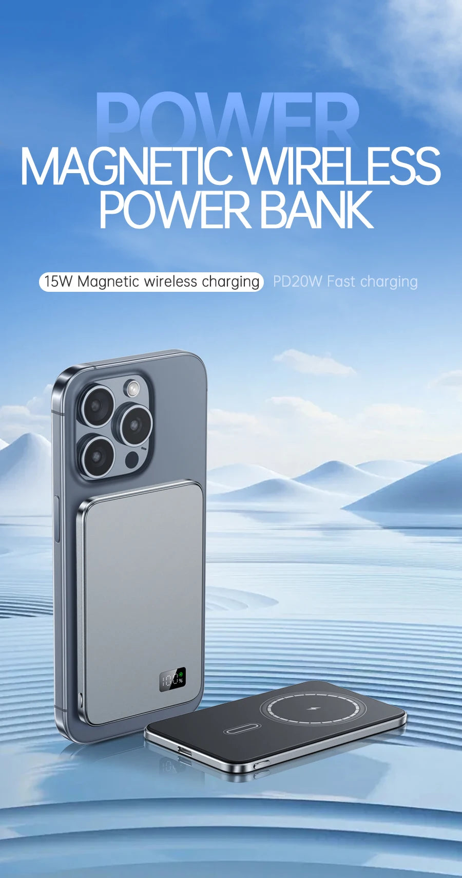 Magnetic Power Bank 10000mAh Qi2 Wireless Portable Charger - Tidesmit Tidesmit