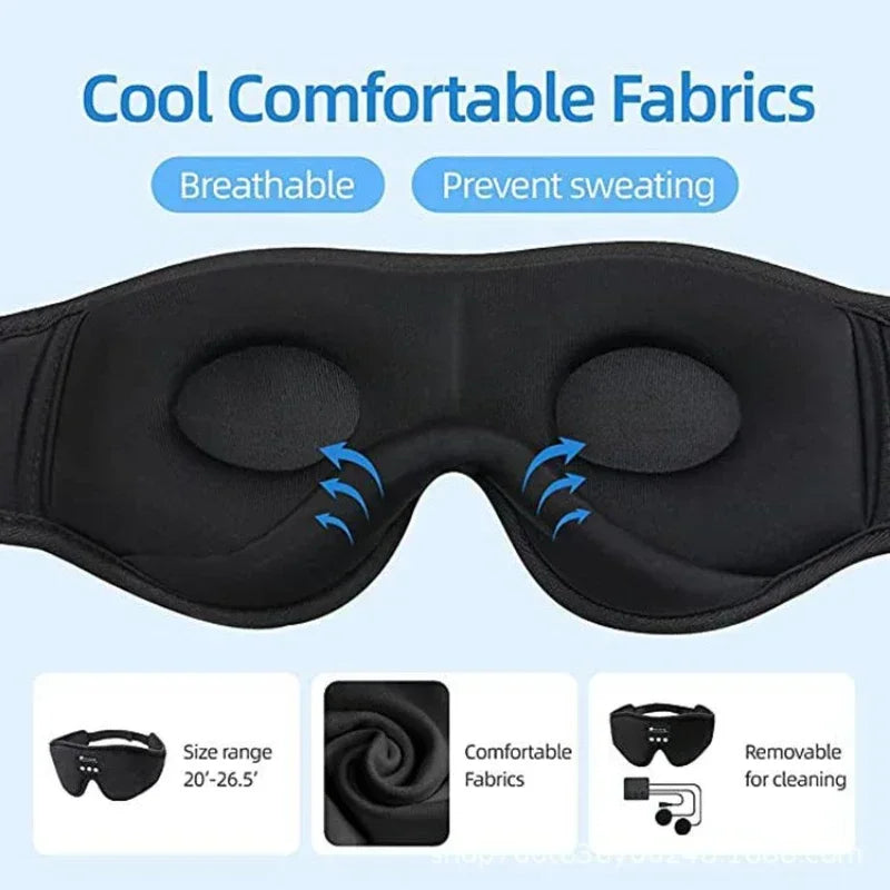 Bluetooth Sleeping Headphones Eye Mask – Soft Wireless Headband for Sleep Tidesmit