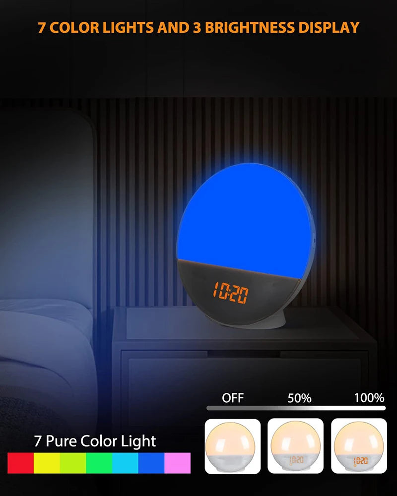 Smart Wake Up Light Alarm Clock Digital Desk Clock with Natural Sounds BT Speaker APP Control FM Radio Nightlight