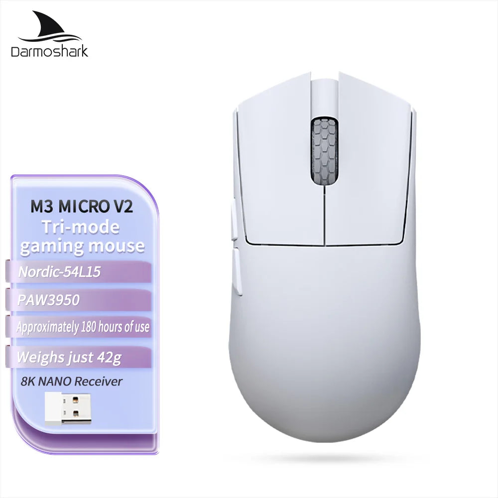 Darmoshark M3 Micro V2 Wireless Gaming Mouse Double 8k Nordic N54L PAW 3950 30000 DPI  Small Hand  Macro Game Mouse Lightweight