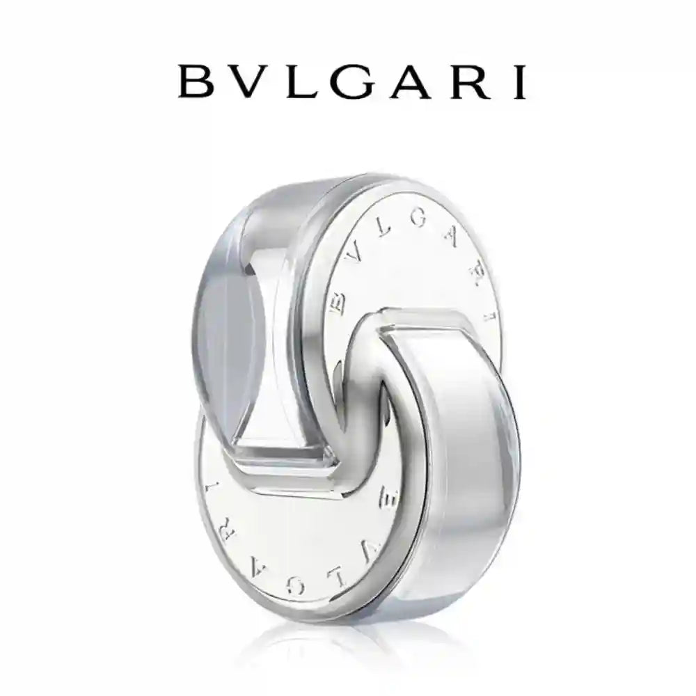Bvlgari Omnia Crystalline Eau de Toilette: Silver interlocking circle bottle for women. Floral, airy designer scent.