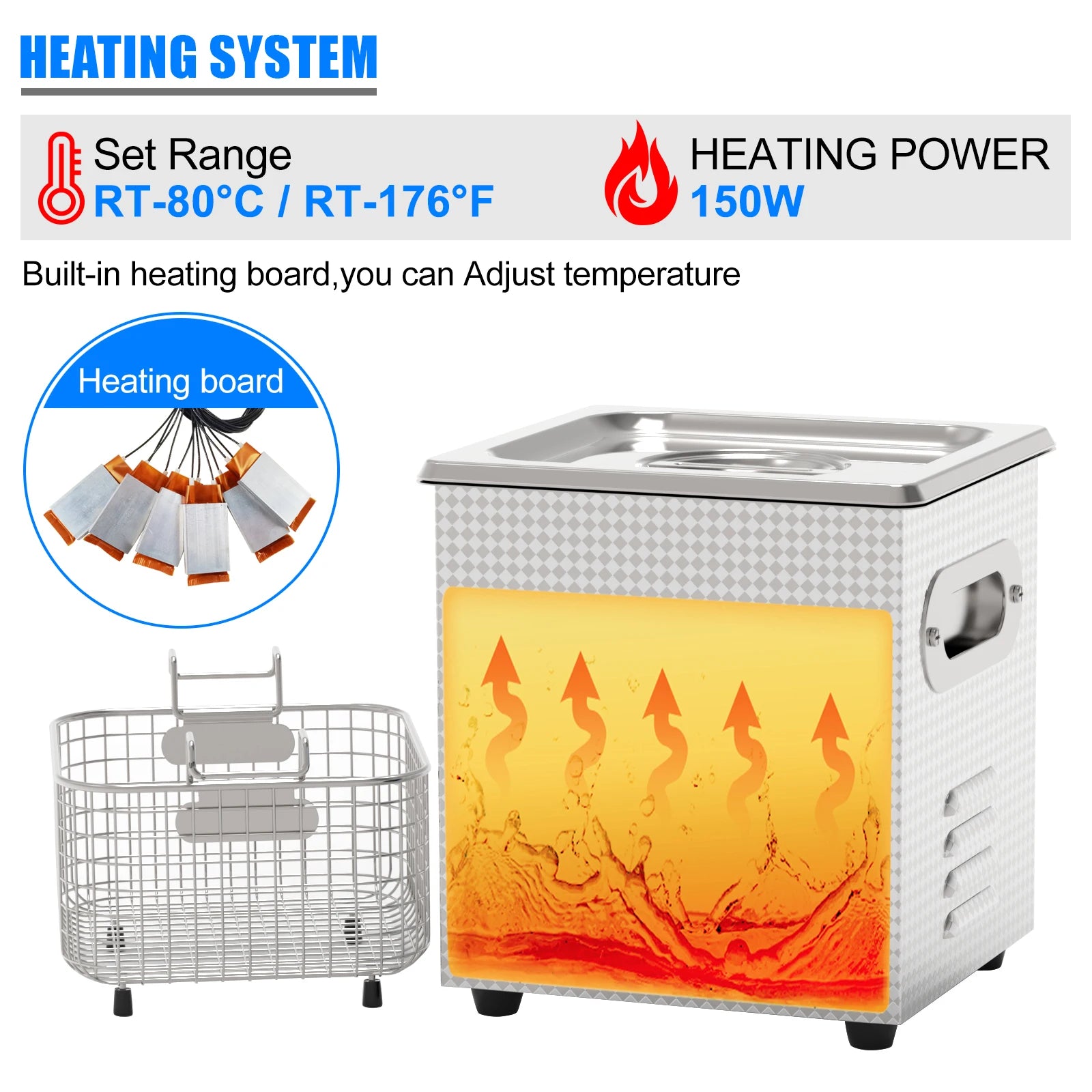 Tidesmit 120W ultrasonic cleaner 1.3L bath with adjustable timer and heater for cleaning jewelry and watch parts
