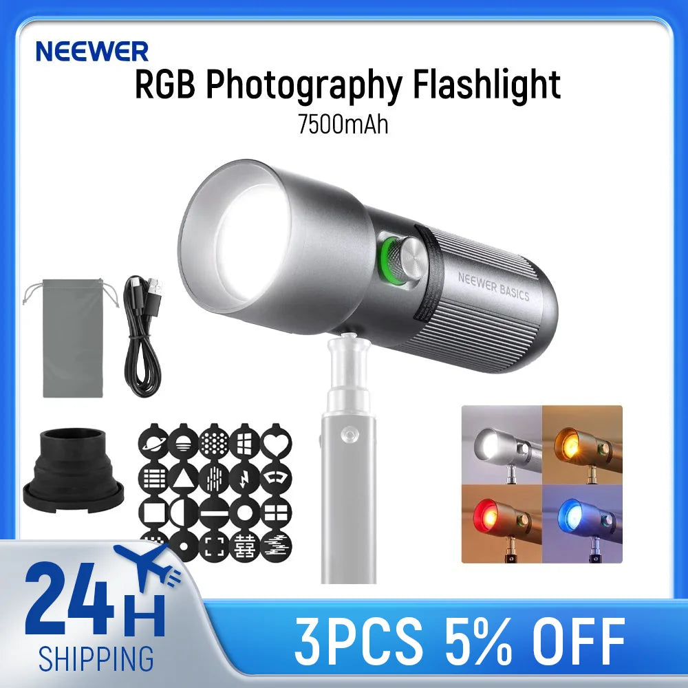 RGB LED Video Light with 20 Gobo Filters - 7500mAh White Tidesmit