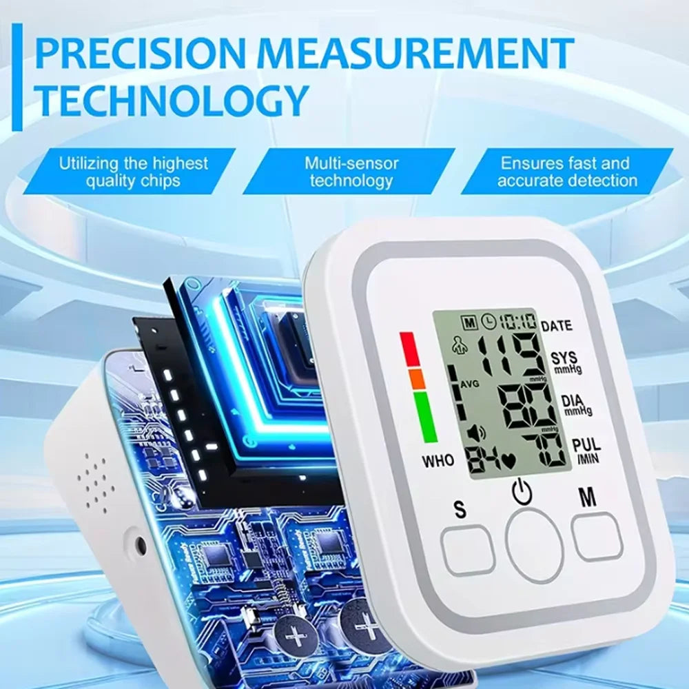Blood Pressure Meter Digital Automatic Tonometer Upper Arm Blood Pressure Monitor Medical Tensiometer Sphygmomanometer Measure