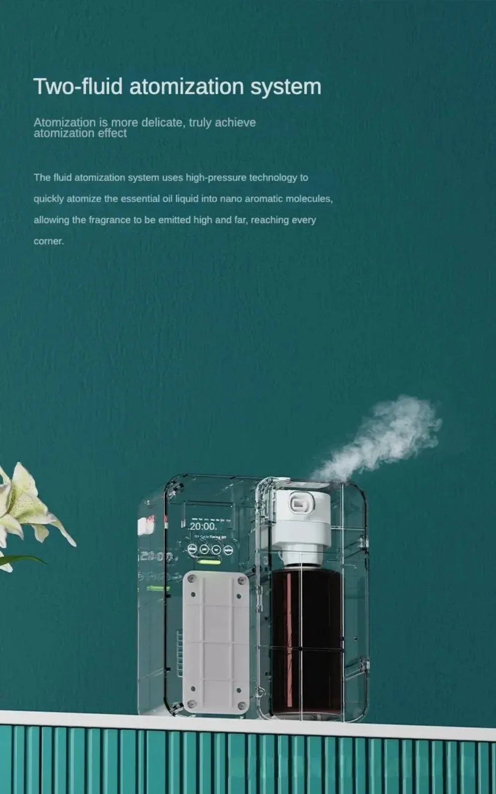 1000m³ Aroma Diffuser Machine Wall Mounted Waterless Diffuser Bluetooth Essential Oil Diffuser Electric Smell for Home